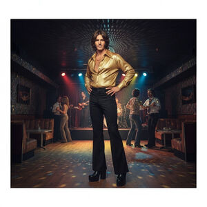 Charades Men's Black Bell Bottom Disco Pants Size 38 USA